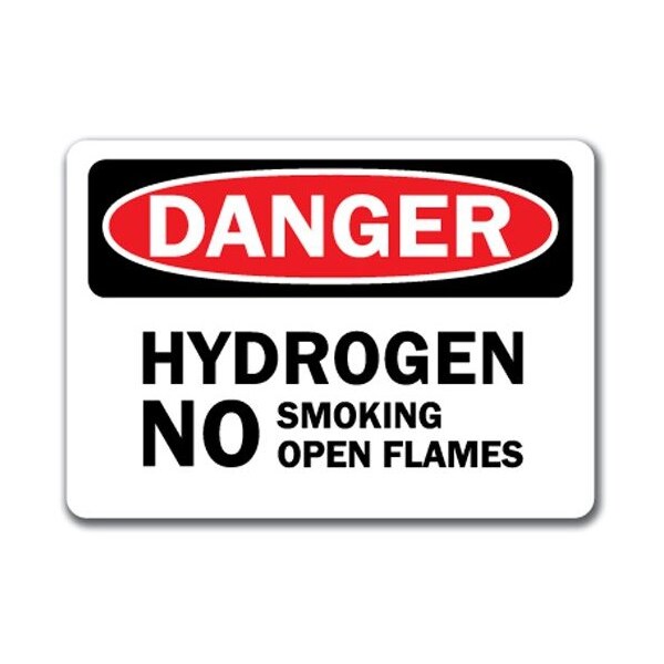 Signmission Danger-Hydrogen No Smoking No Open Flames-10in x 14in OSHA, DS-Hydrogen No Smoking No Open Flames DS-Hydrogen No Smoking No Open Flames - main